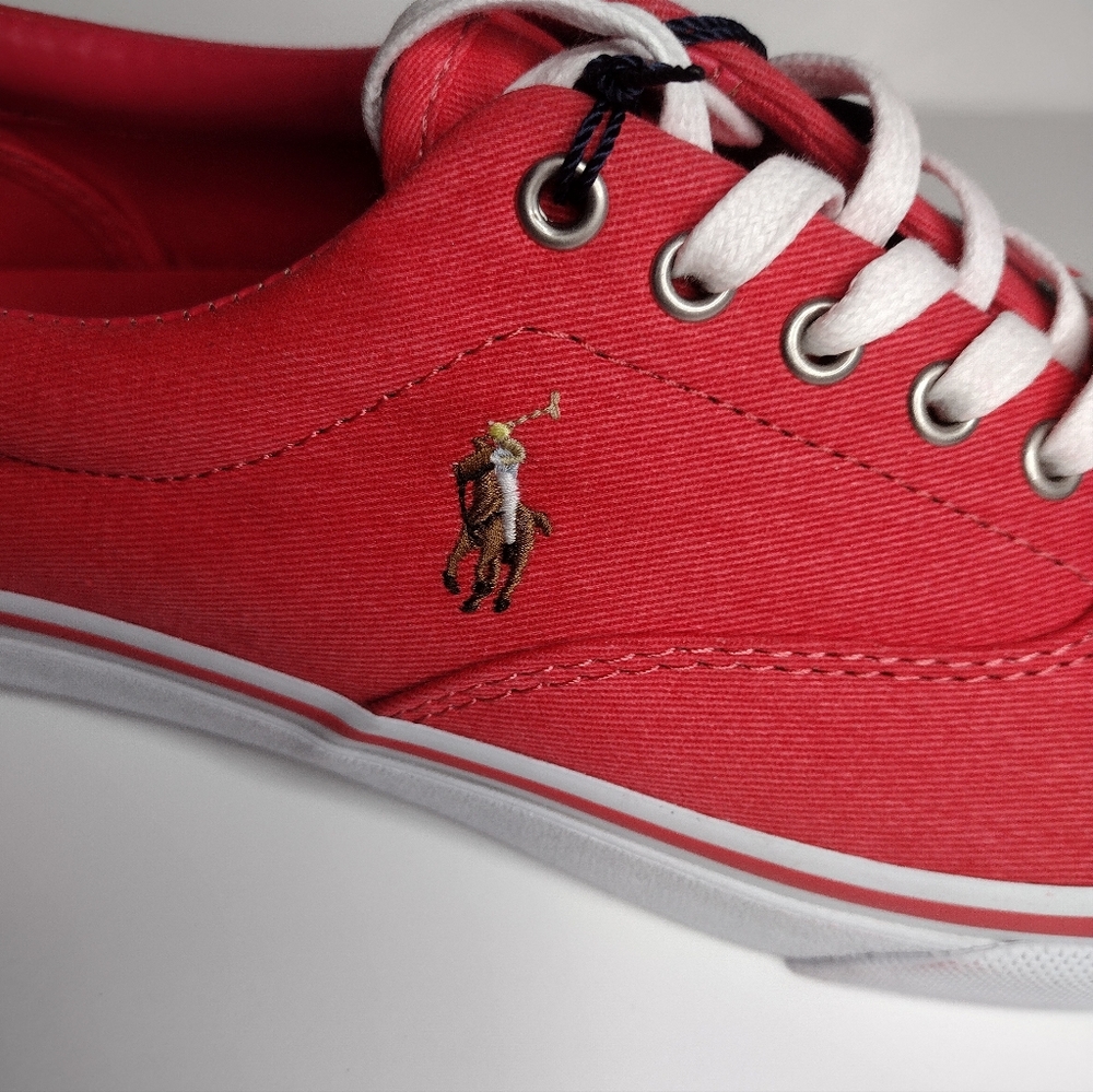 RALPH LAUREN POLO Red Coral Comfort Memory Foam Canvas Fabric Shoes - Picture 6 of 8